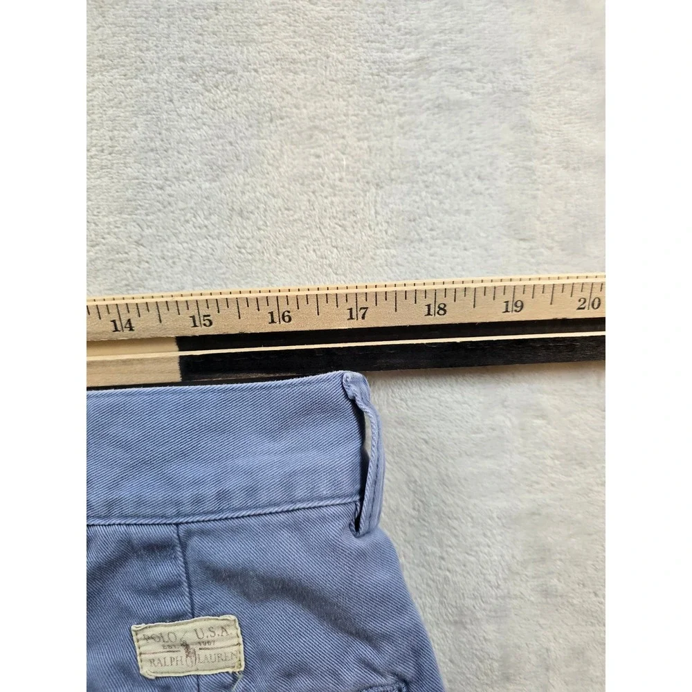 Polo Ralph Lauren Chino Shorts Mens 34 Blue Gray 100% Cotton Flat Front Classic
